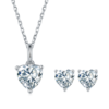 Classic heart-shaped S925 silver plated platinum Moissanite diamond pendant earring set 3